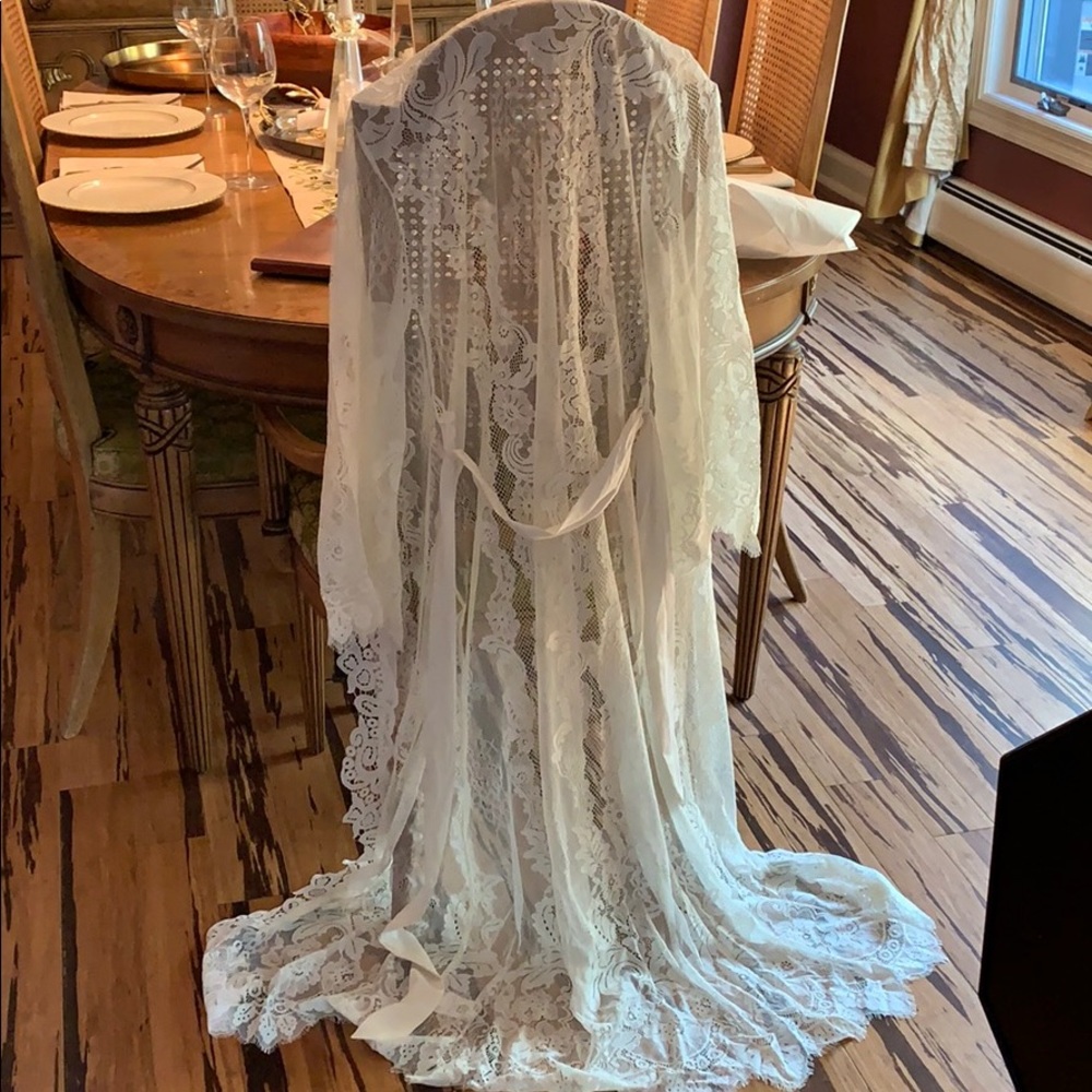 Ivory lace full length robe